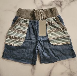 Miki Miette BabySlater Shorts |Size 6 Months|Elastic Waist|Blue & Grey|New WTags